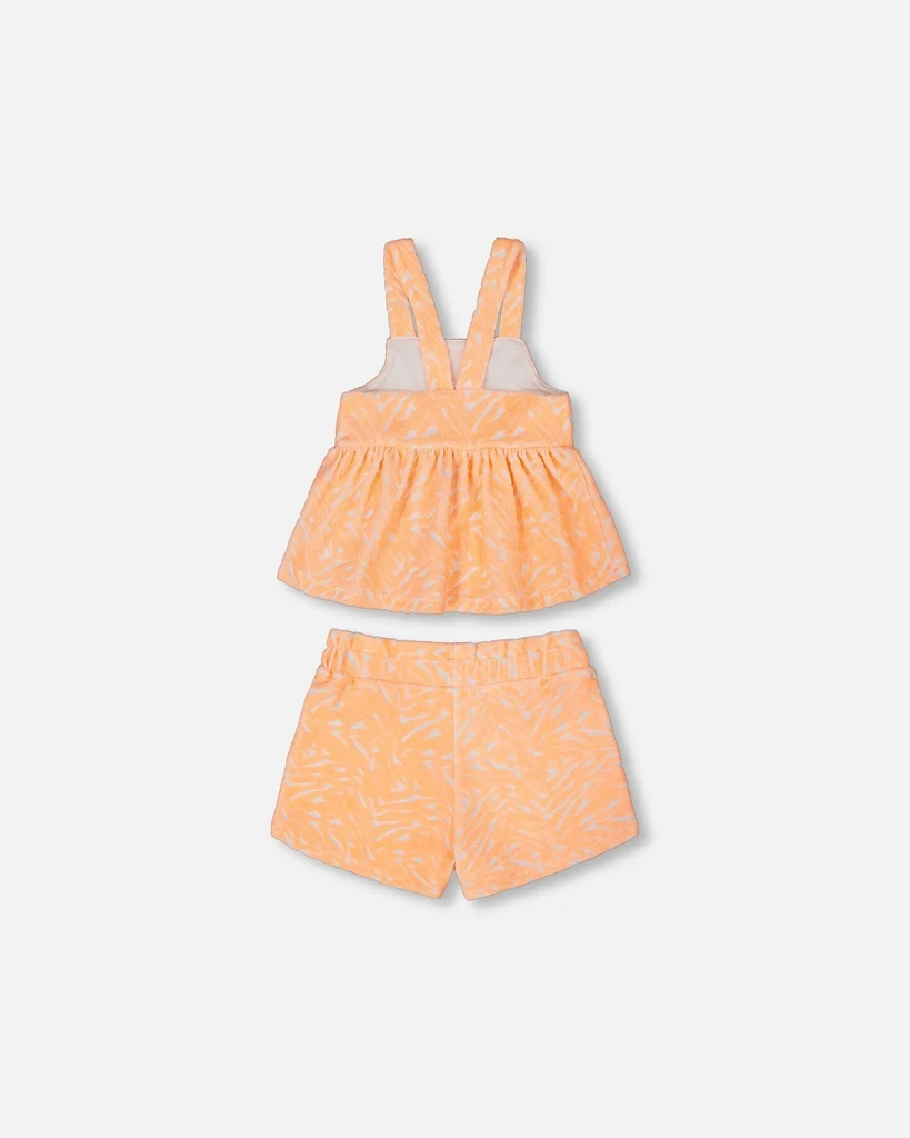Deux par Deux Printed Terry Tank Top and Shorts Set