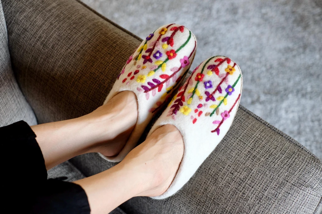 Fuzzy Cove Wildflower Organic Merino Wool Slippers