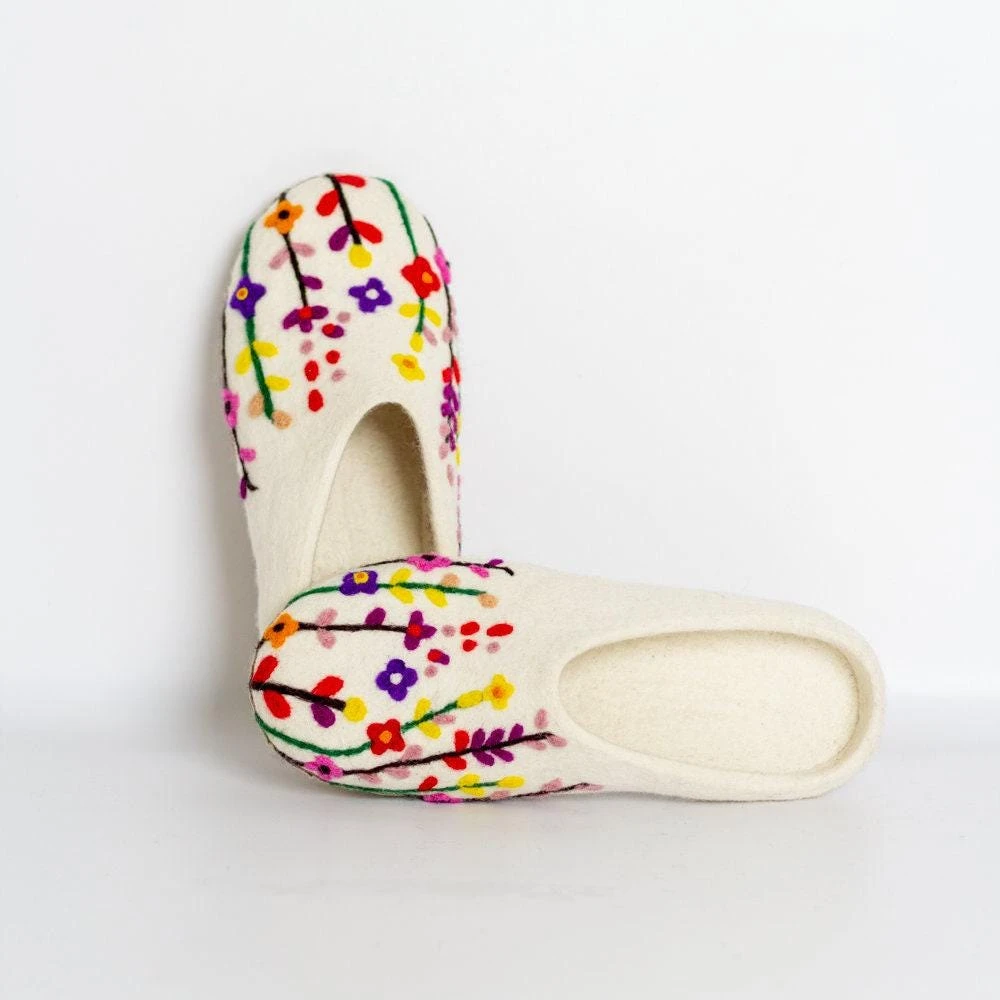 Fuzzy Cove Wildflower Organic Merino Wool Slippers