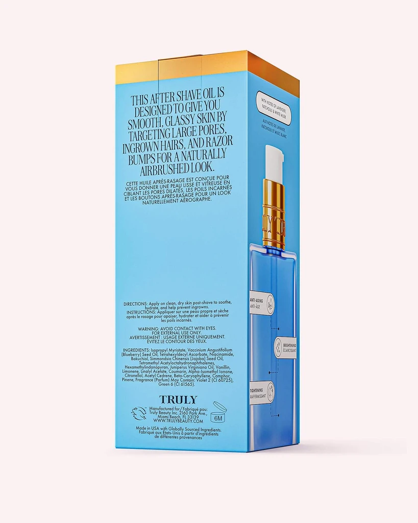 Truly Beauty Glass Skin After Shave Oil - Target Large Pores, Ingrown Hair, & Razor Bumps for Airbrushed Skin