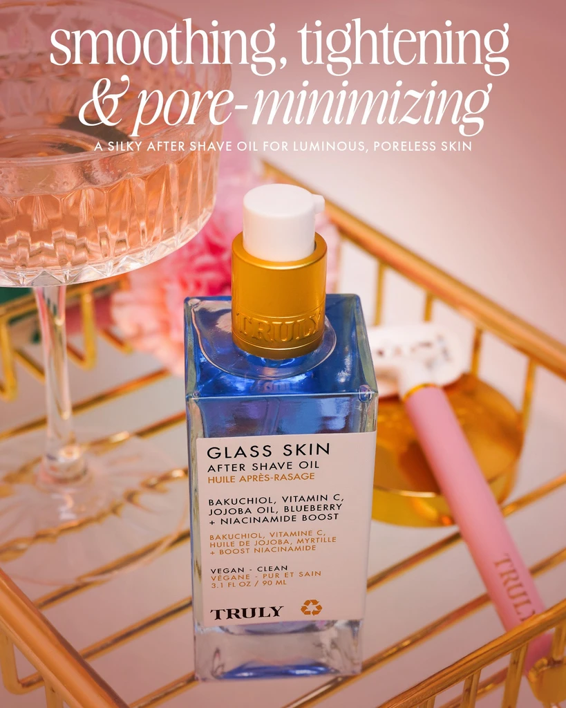 Truly Beauty Glass Skin After Shave Oil - Target Large Pores, Ingrown Hair, & Razor Bumps for Airbrushed Skin