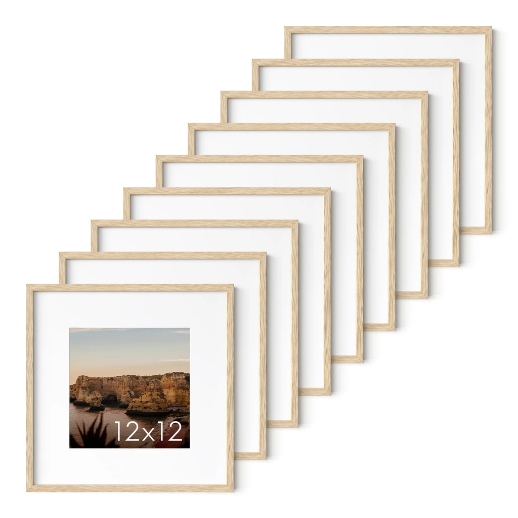 Haus and Hues Set of 9 Oak Wood Single Picture Frame with Plexiglass Cover