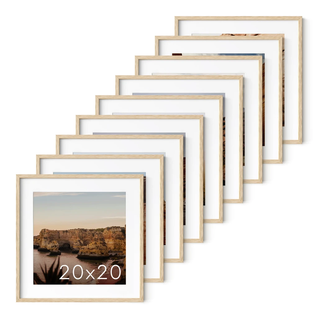 Haus and Hues Set of 9 Oak Wood Single Picture Frame with Plexiglass Cover