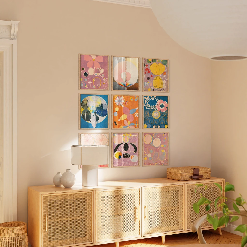 Haus and Hues Set of 9 Oak Wood Single Picture Frame with Plexiglass Cover