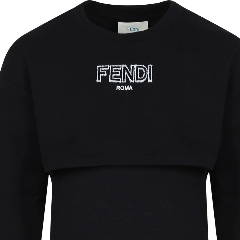 Fendi Stylish Black Dress with Fendi Logo for Girls