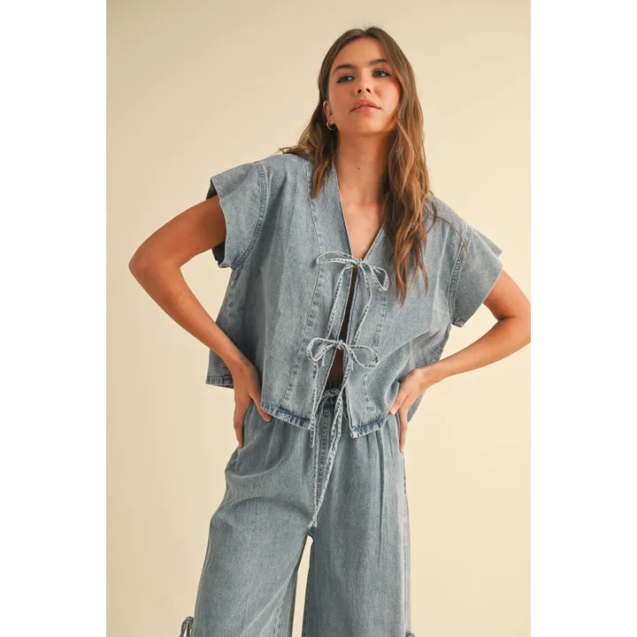 undefined Tie Front Top