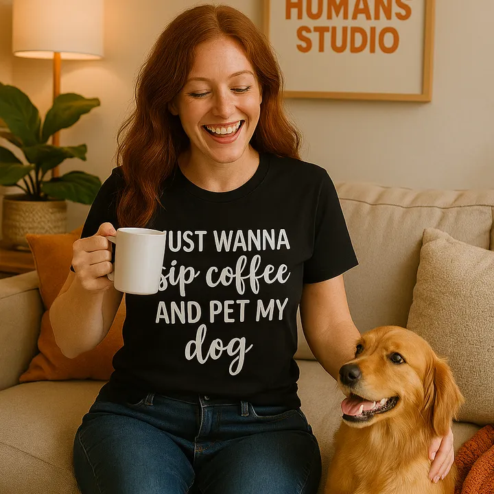 Furr Baby Gifts I Just Want to Sip Coffee and Pet My Dog T-Shirt