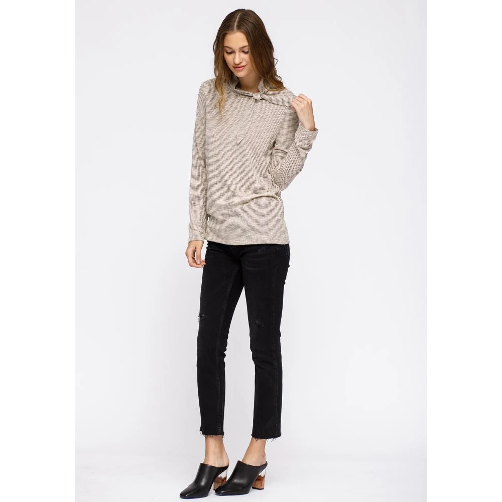 Shop at Konus Self-Tie Mock Neck Sweater Top
