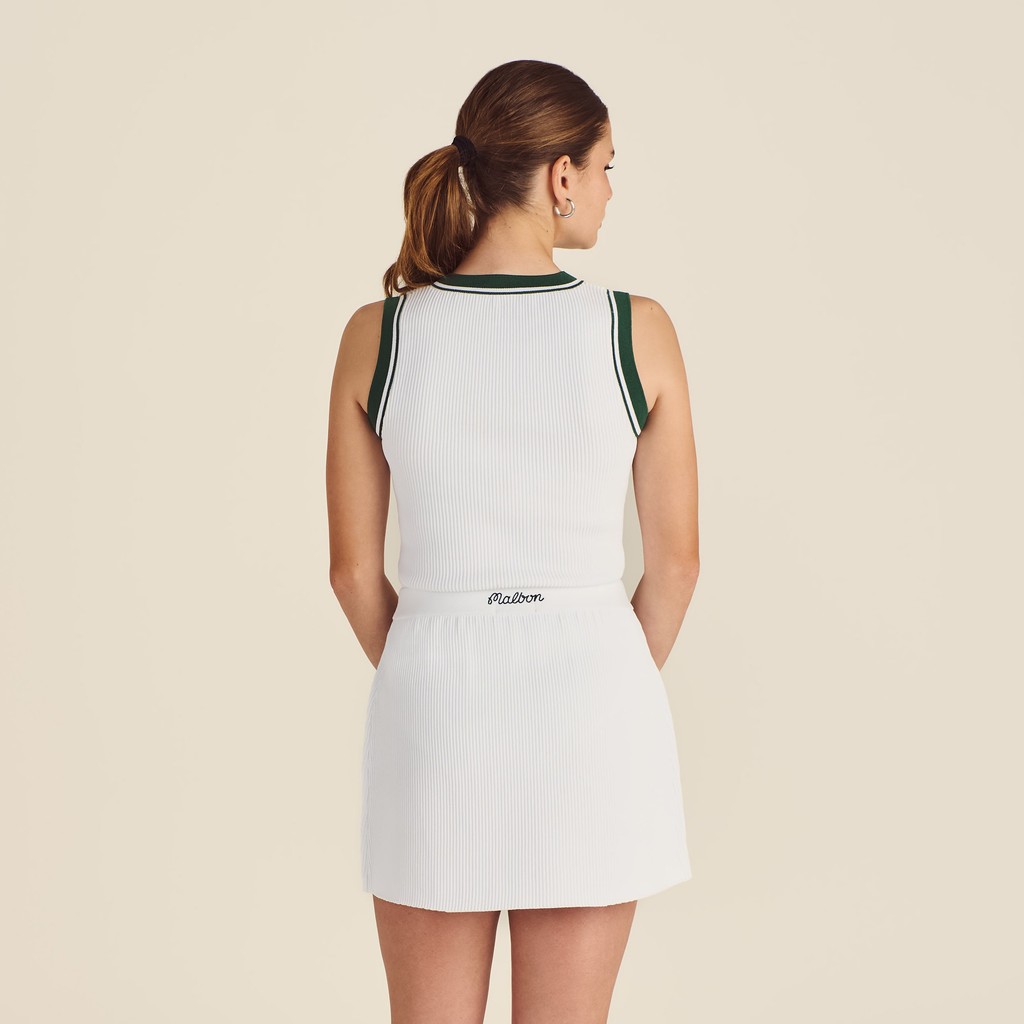 ◆Malbon Golf◆ Malbon Knit Sleeveless WHITE WOMAN Malbon Golf Luna Rib Knit Tank XL | Flip App