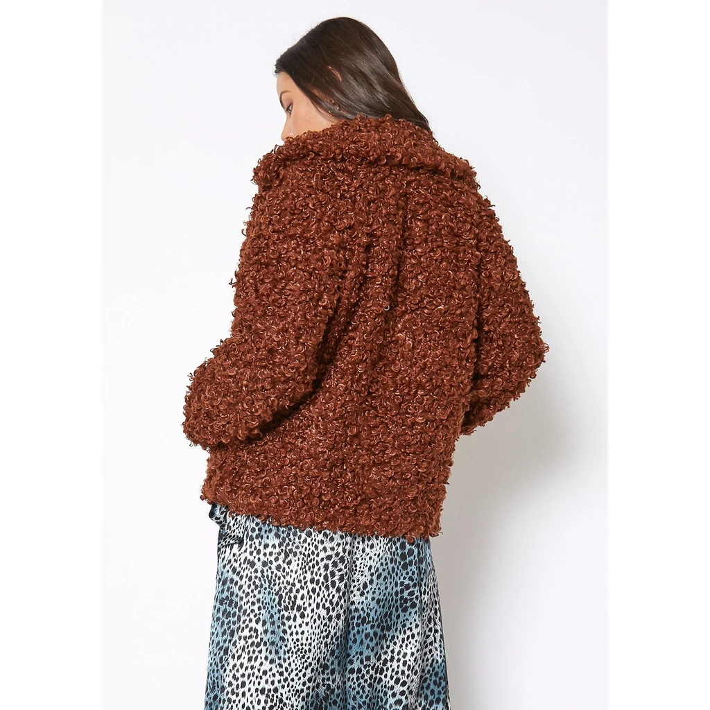 Shop at Konus Pleione Womens Curly Faux Fur Teddy Coat