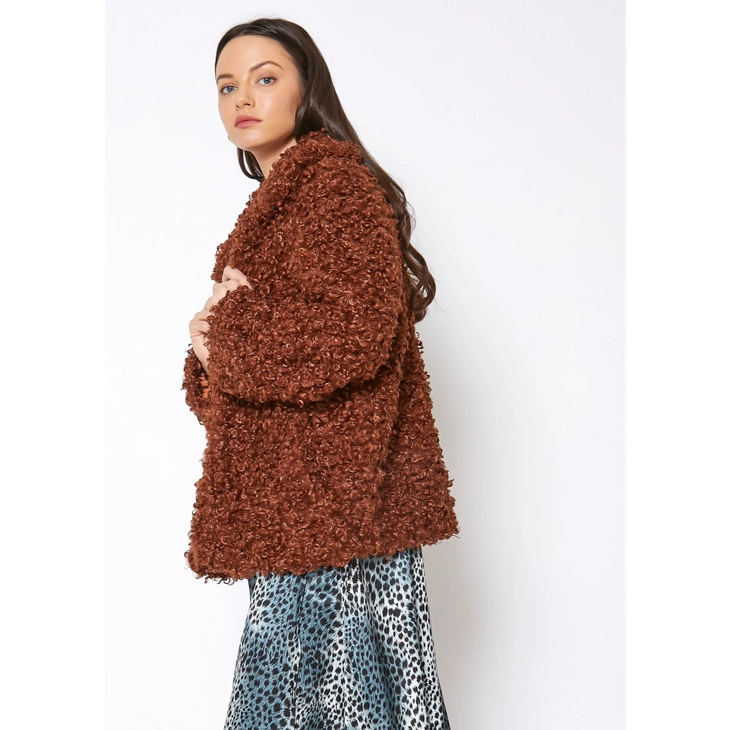 Shop at Konus Pleione Womens Curly Faux Fur Teddy Coat