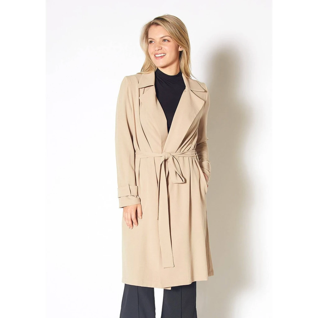 Shop at Konus Pleione Women's Tie Waist Light Trench Coat