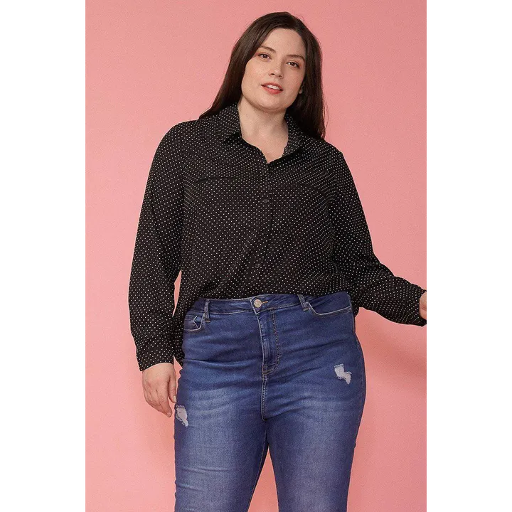Shop at Konus Pleione Plus Size Polka Dot Shirt Blouse