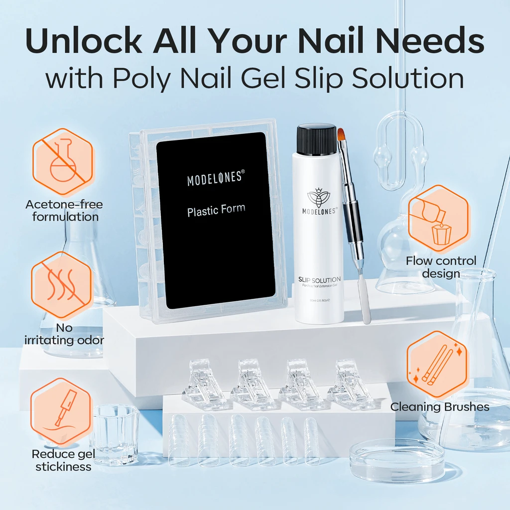 Modelones Slip Solution Kit For Poly Nail Extension Gel