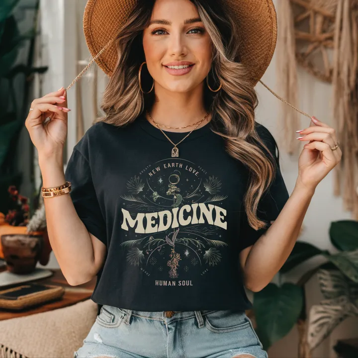 Human Soul Shop Medicine With Nature Elements Plant Medicine T-Shirt