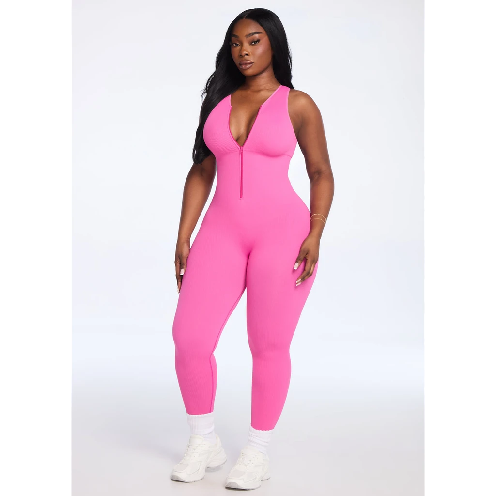 she's Waisted SnatchedKnit Front Zip Jumpsuit