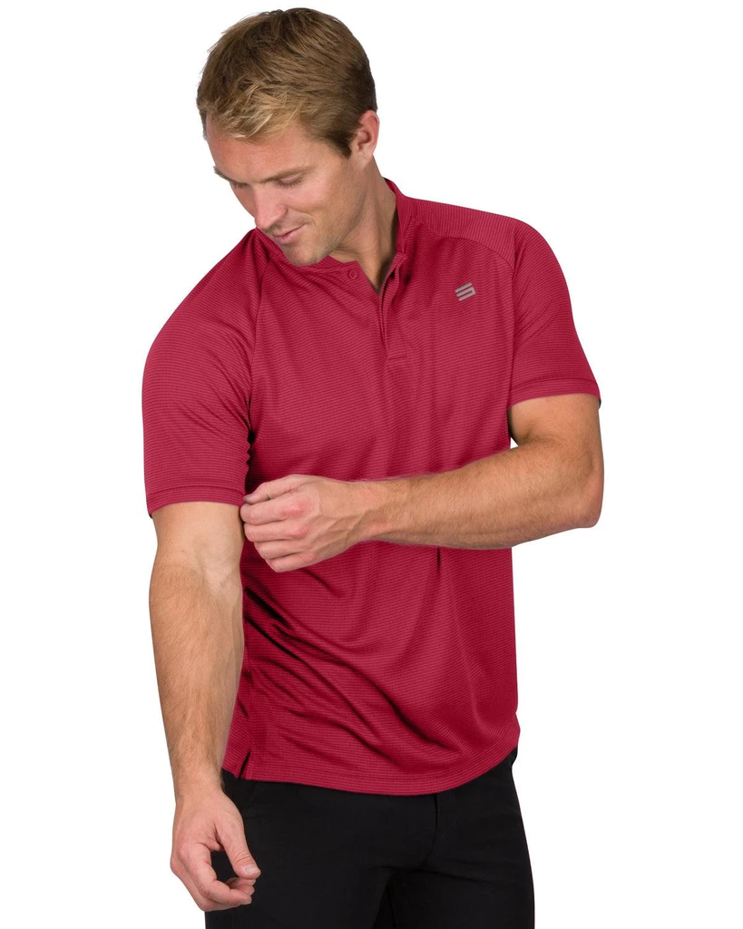 Three Sixty Six Men's Thin-Striped Collarless Golf Polos