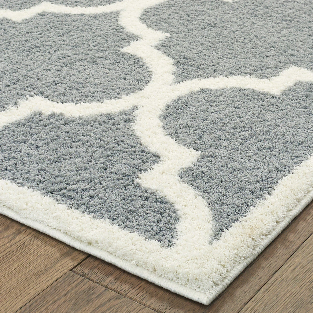 HomeRoots Geometric Shag Power Loom Stain Resistant Area Rug