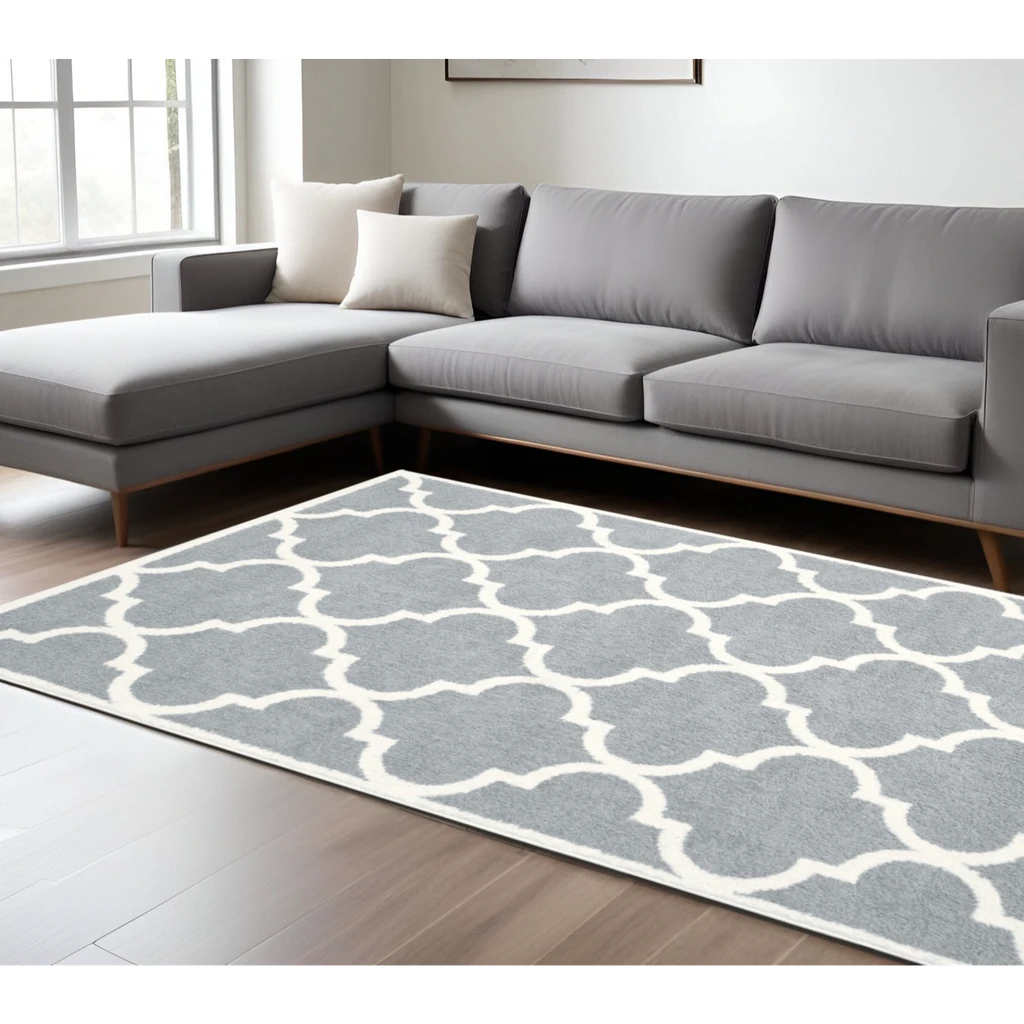 HomeRoots Geometric Shag Power Loom Stain Resistant Area Rug