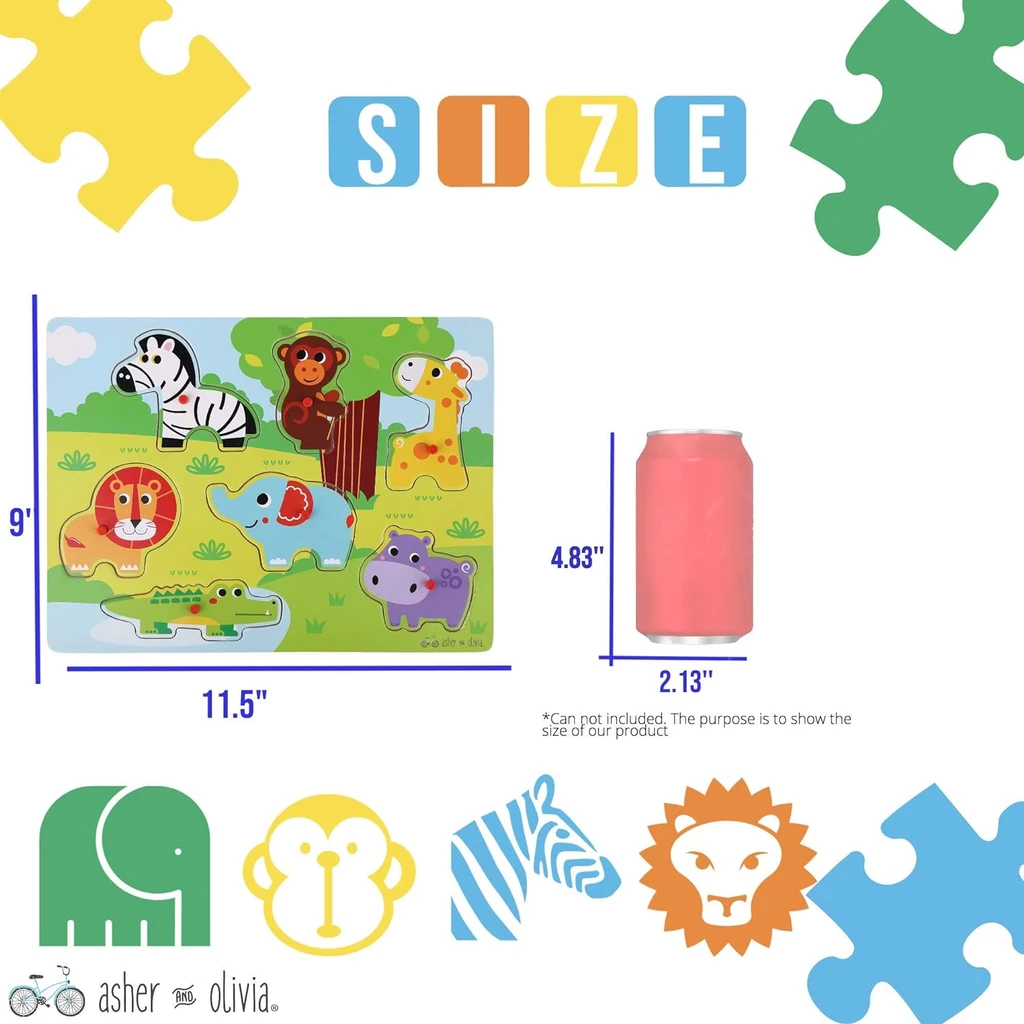 Asher and Olivia Wooden Toddler Puzzles and Rack Set