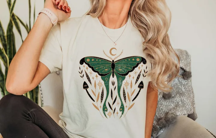 Refinery Number One Green Moth Celestial Beings Comfort Colors Tshirt