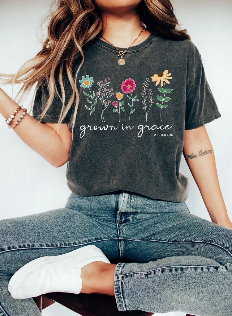 Refinery Number One Grown in Grace Floral Comfort Colors Tshirt