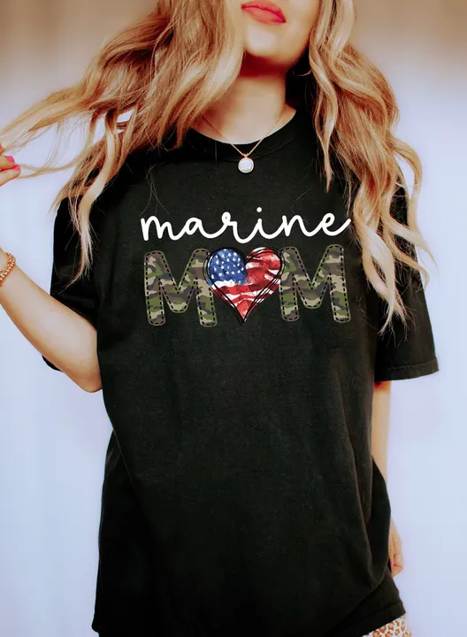 Refinery Number One Marine Mom Comfort Colors Tshirt