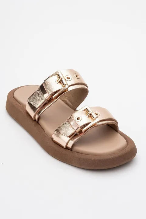 Forever & Always Shoes Finezza Leather Two-Strap Sandal