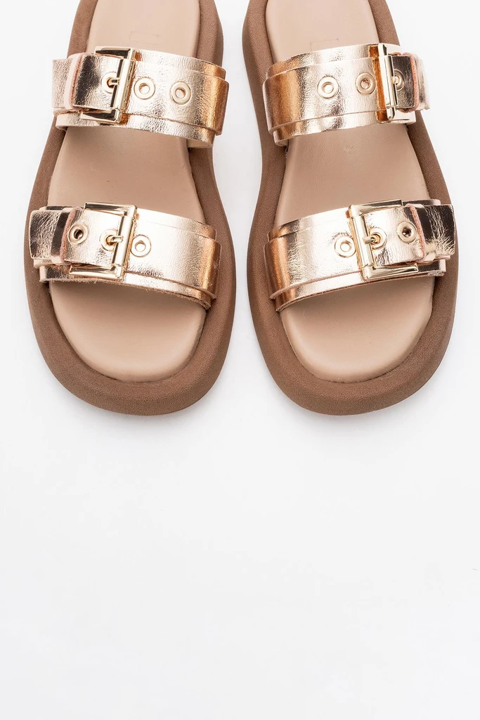 Forever & Always Shoes Finezza Leather Two-Strap Sandal