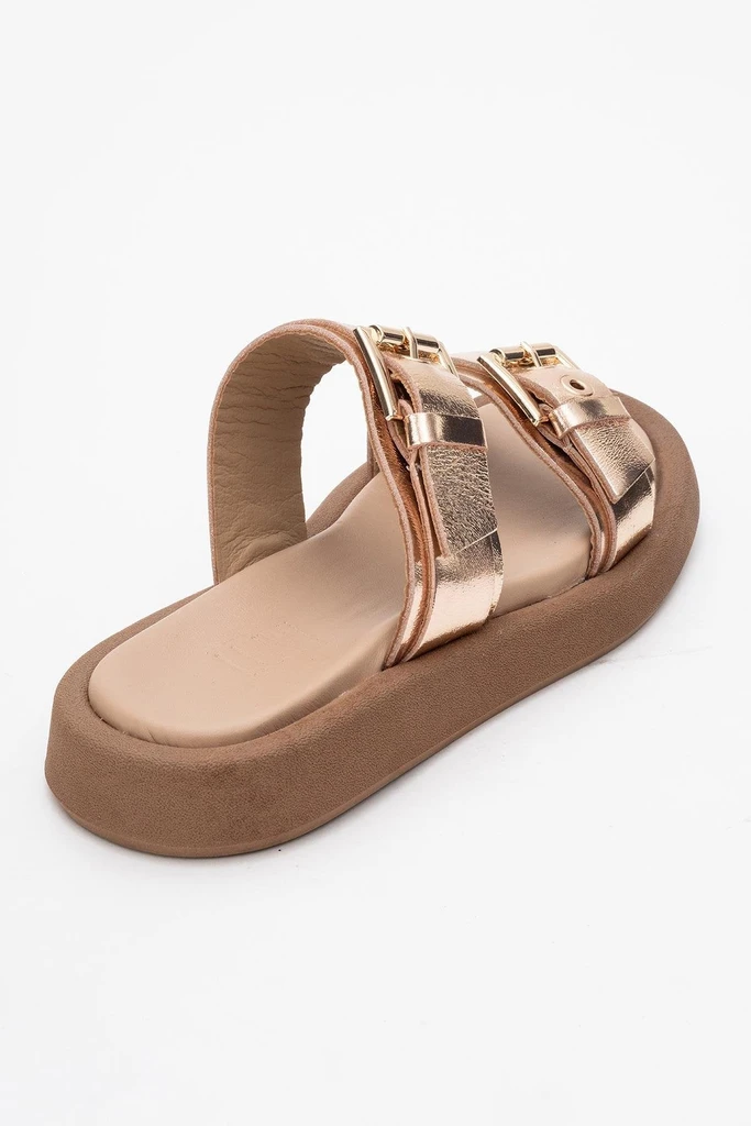 Forever & Always Shoes Finezza Leather Two-Strap Sandal