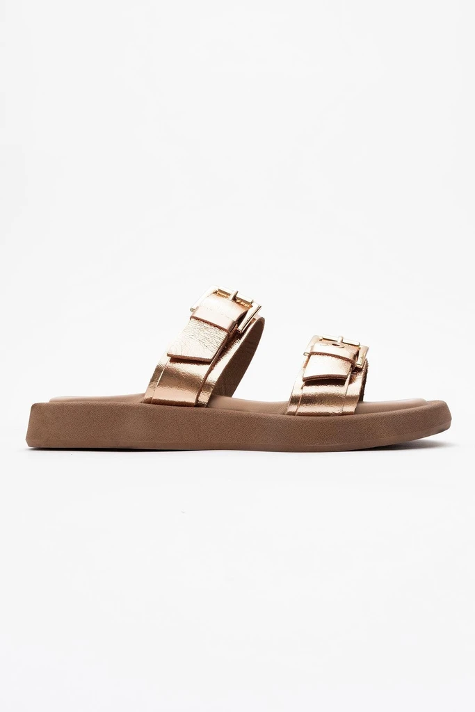 Forever & Always Shoes Finezza Leather Two-Strap Sandal