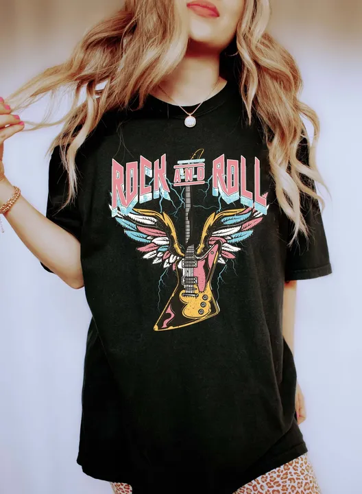 Refinery Number One Rock & Roll Colorful Guitar Comfort Colors Tshirt
