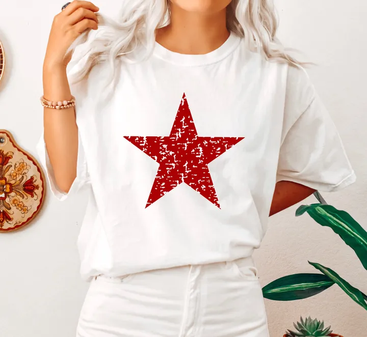 Refinery Number One Vintage Red Star Patriotic 4th of July Comfort Colors Tshirt