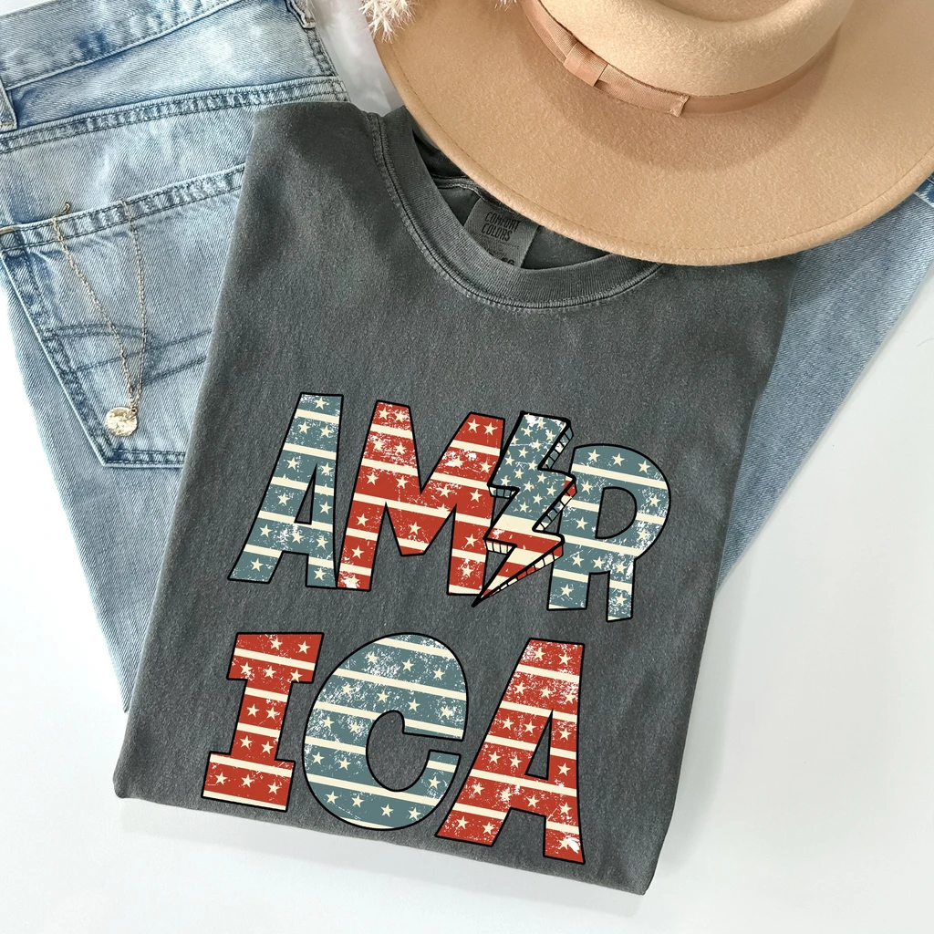 Refinery Number One Retro America, Patriotic, 4th of July Comfort Colors Tshirt
