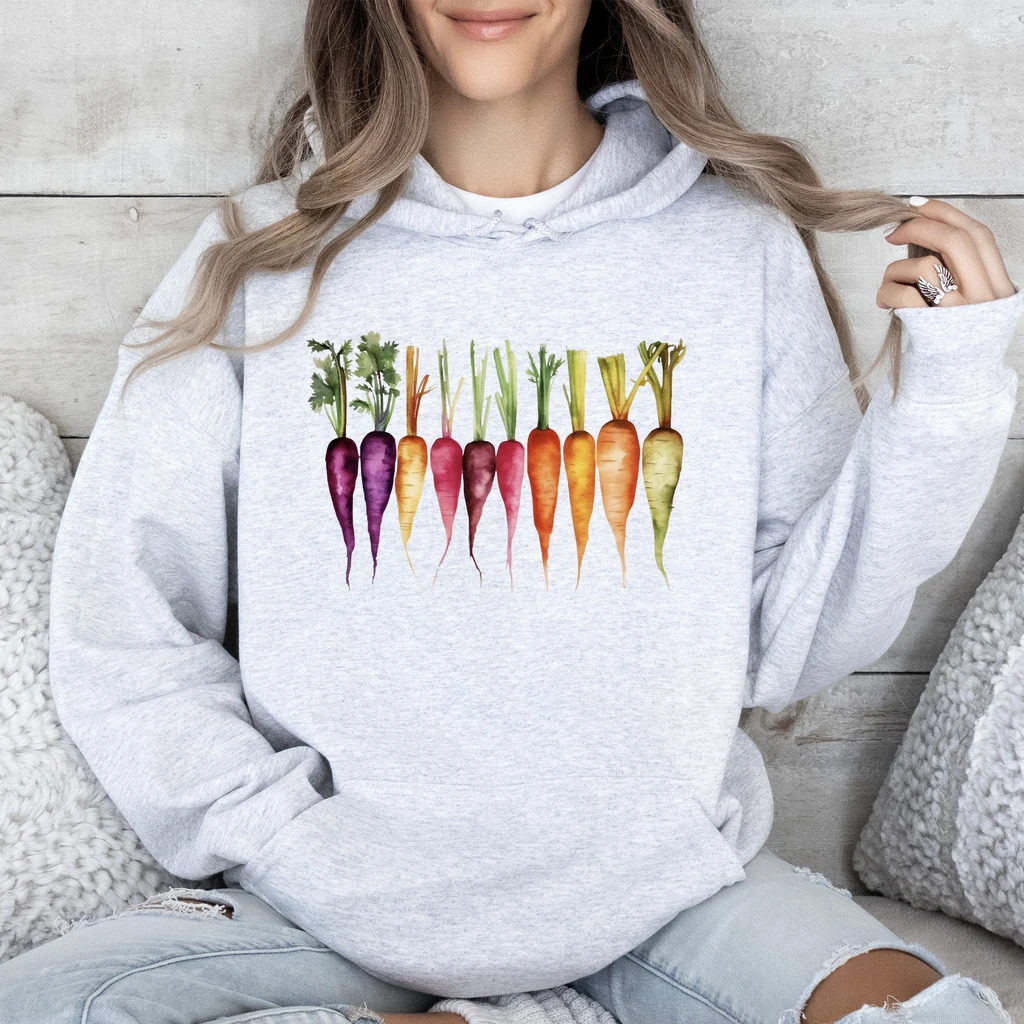 Refinery Number One Carrots, Watercolor Vegetables, Gardening Hoodie