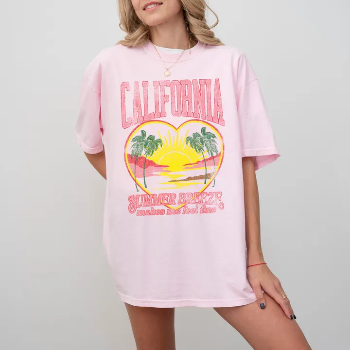 Refinery Number One California Summer Breeze, Love, Beach Vibes, Sunset, Hot Girl Summer, Fun in the Sun, Tshirt