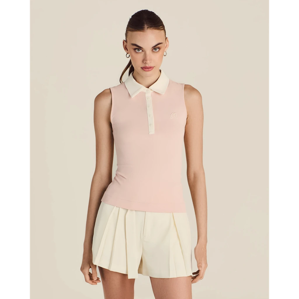 【MALBON GOLF】 Button up sleeveless one piece ■WOMAN GEMMA ZIP SLEEVELES POLO – Malbon Golf