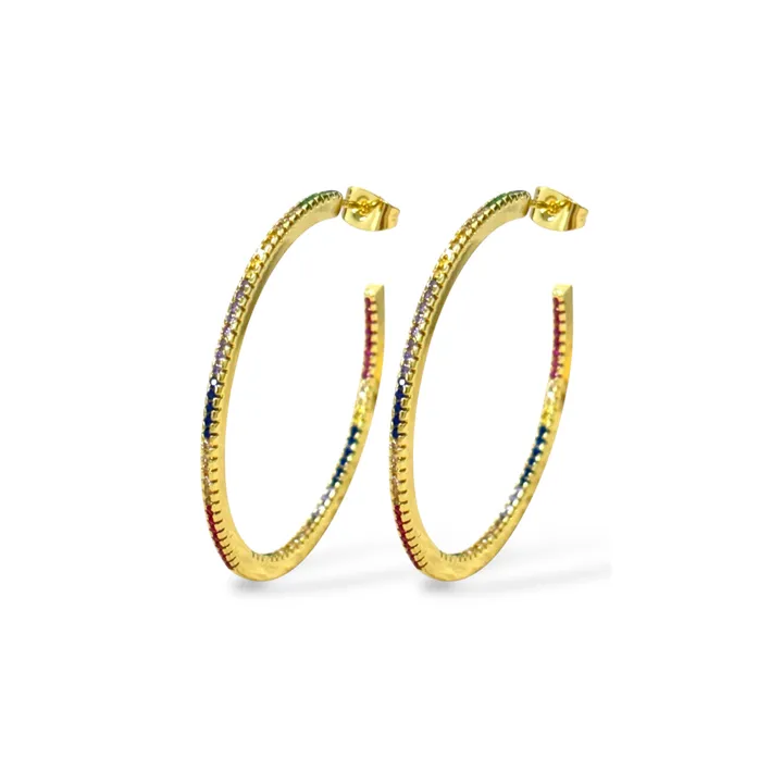 Hollywood Sensation Jewelry Rainbow Hoop Earrings