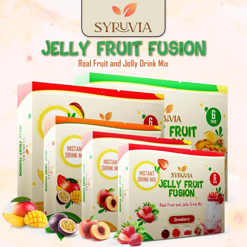 Syruvia Jelly Ball Drink Mix(Passionfruit, Pineapple, Strawberry, And Mango)