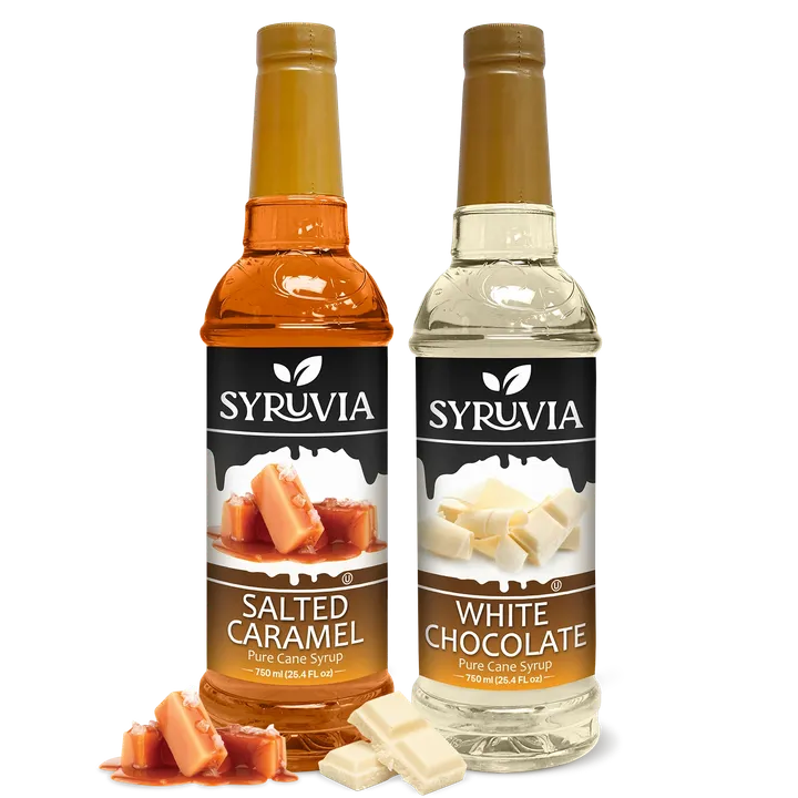 Syruvia Variety Pack, Salted Caramel, And White Chocolate Coffee Syrup