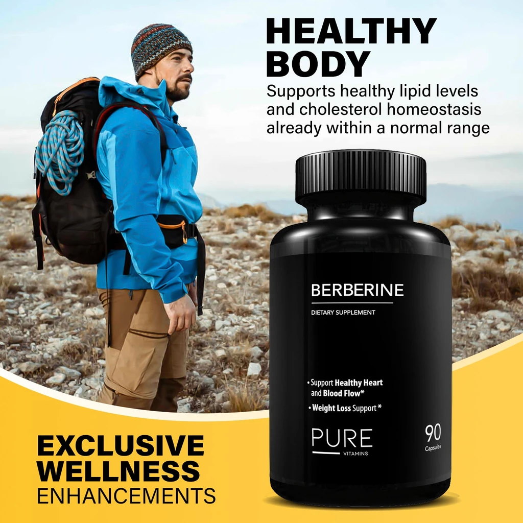 Pure Vitamins Ultra High Strength Berberine HCL 1200mg Supplements