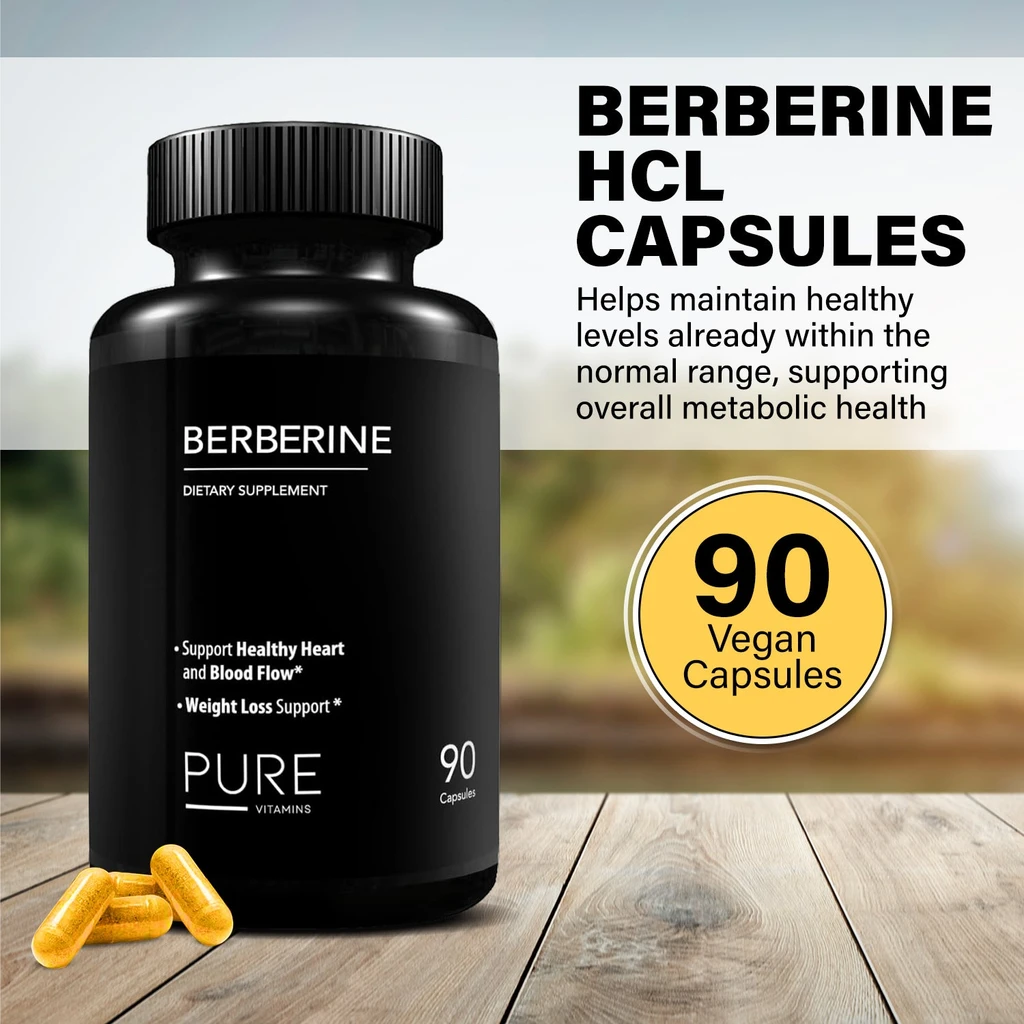 Pure Vitamins Ultra High Strength Berberine HCL 1200mg Supplements