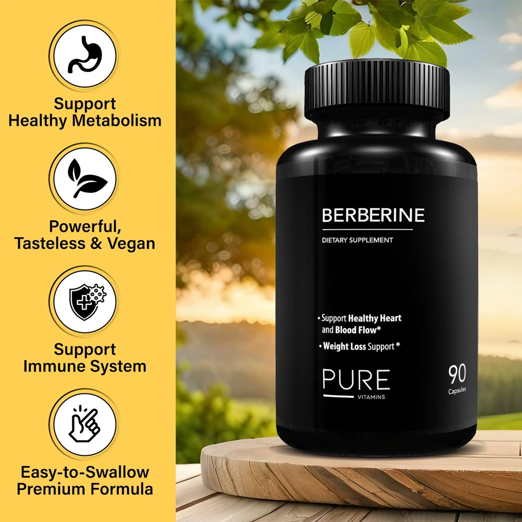 Pure Vitamins Ultra High Strength Berberine HCL 1200mg Supplements