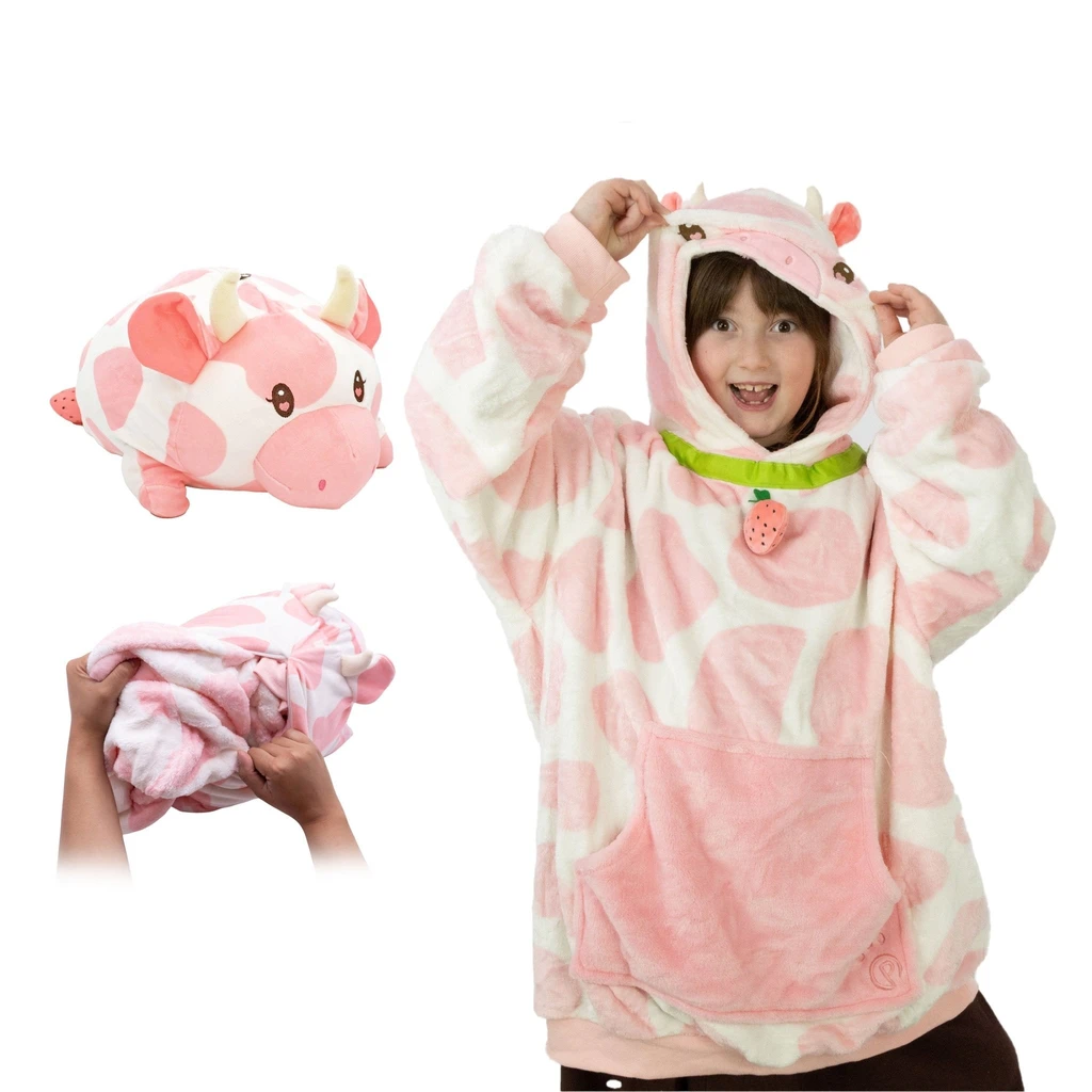 Snugible Strawberry Cow Kids Snugible | Blanket Hoodie & Pillow