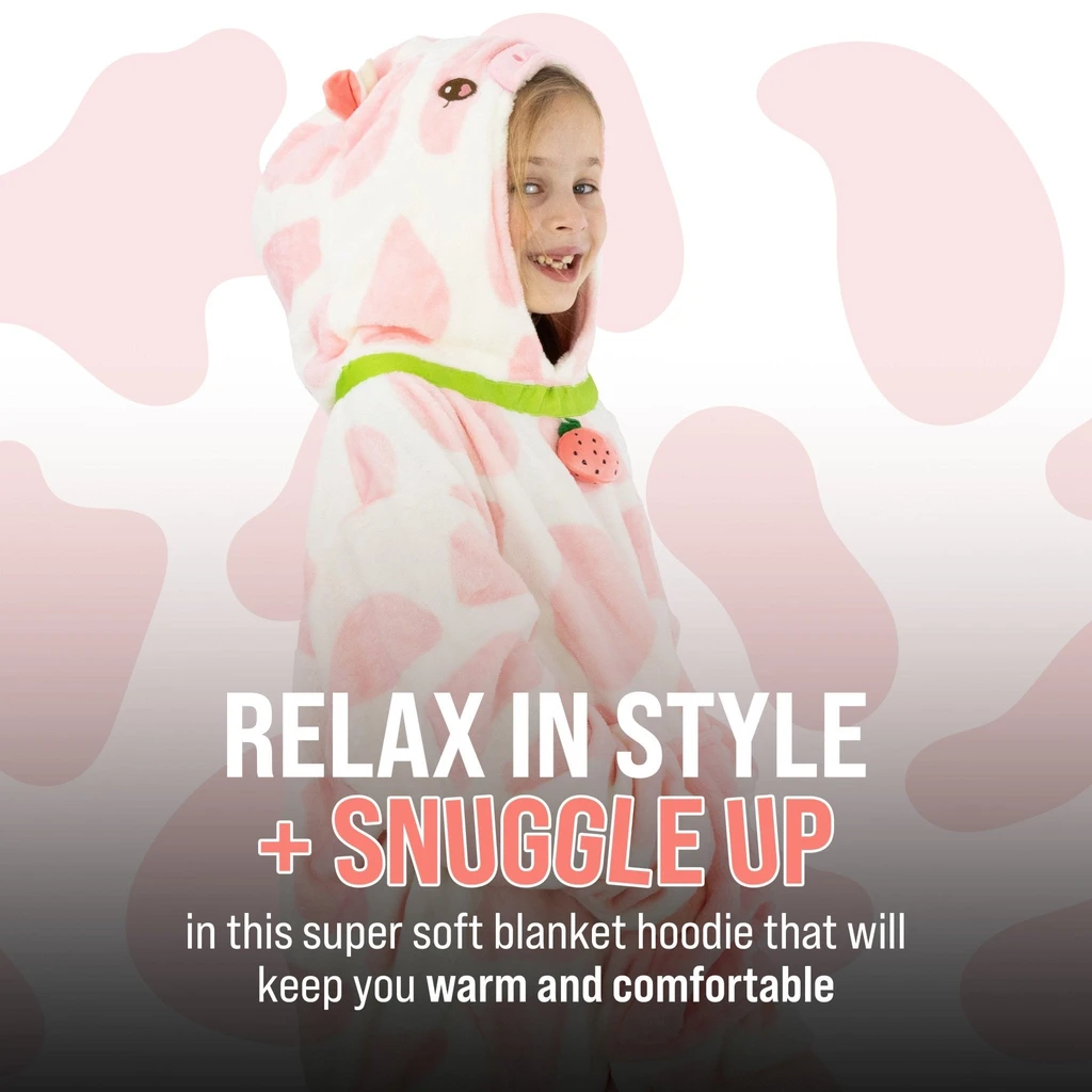 Snugible Strawberry Cow Kids Snugible | Blanket Hoodie & Pillow