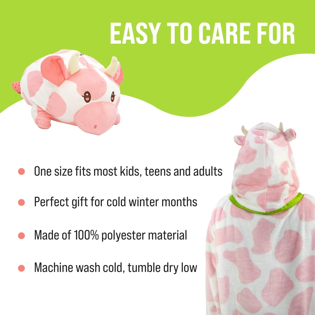 Snugible Strawberry Cow Kids Snugible | Blanket Hoodie & Pillow