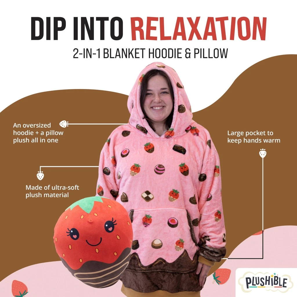 Snugible Chocolate Strawberry Snugible | Blanket Hoodie & Pillow