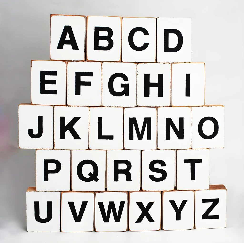 Rustic Marlin Block Font Decorative Wooden Block Letters A - Z