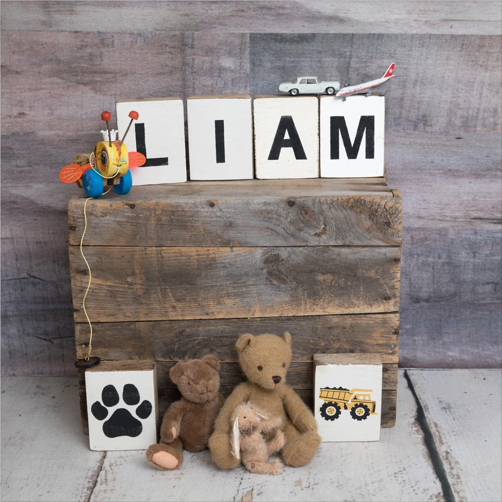 Rustic Marlin Block Font Decorative Wooden Block Letters A - Z