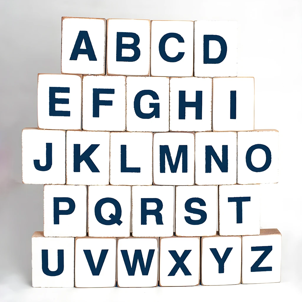 Rustic Marlin Block Font Decorative Wooden Block Letters A - Z